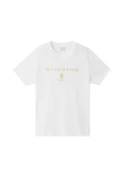 Giordano Men's Slim Fit Cotton Jersey Signature Print Tee