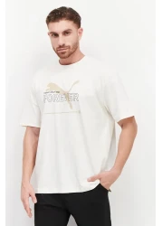 Puma Men Relaxed Fit Short Sleeve Training T Shirt, Cream
