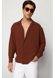 Trendyol Collection Apaş Collar Oversize Summer Linen Look Shirt - TMNSS23GO00053