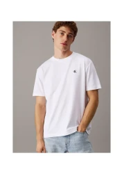 Calvin Klein تي شيرت كالفن كلاين رجالي أبيض بأكمام قصيرة وطبعة جرافيكية بخط Serif