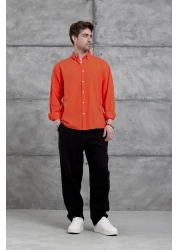 NOMARC Red Gst Linen Oversize Shirt