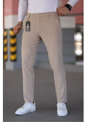 Bürke Men's Bone Color Quality Stretchy Lycra Fabric Ankle Length Pants