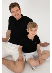 U.S. Polo Assn. تي شيرت أسود أساسي بياقة بولو للرجال 50306007 -vr046