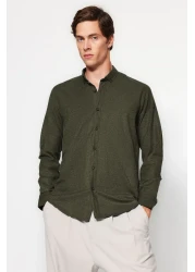 Trendyol Collection Green Slim Fit Winter Shirt - Button Collar TMNAW20GO0094