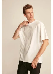 GRIMELANGE Jett Men &Apos; S White Oversize T-Shirt, 100% Organic Cotton, Thick Texture, Crew Neck