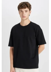 Defacto Boxy Fit Crew Neck Cotton Short Sleeve Basic Solid T-Shirt E0221Ax24Au