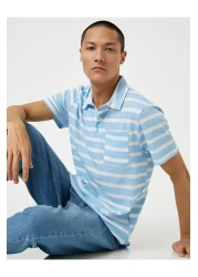 Koton Basic T-Shirt Polo Neck Buttoned Pocket Detailed