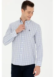 U.S. Polo Assn. قميص أزرق منقوش للرجال 50279453 -VR036