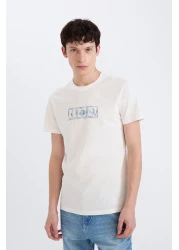 Defacto 100% Cotton Slim Fit Slim Fit Crew Neck Printed Short Sleeve T-Shirt D9356Ax25Sp