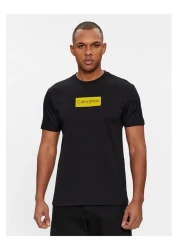 Calvin Klein تي شيرت أسود بشعار العلامة التجارية للرجال للاستخدام اليومي K10K112403-بيه