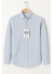 LC Waikiki Lc W 100% Cotton Comfortable Fit Men's Striped Sports and Classic Shirt