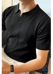 Oksit Quentin Striped Lycra Slim Fit Polo Neck Knitted Men's Knitwear Tshirt
