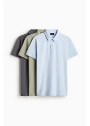 H&M مجموعة من 3 قمصان بولو بقصّة Slim Fit