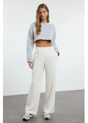 Trendyol Collection بنطال بطيات عالي الخصر وواسع الساق - TWOAW21PL0076