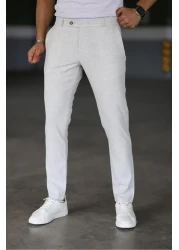 Bürke Men's Stone Color Italian Cut Quality Flexible Lycra Ankle Length Fabric Trousers