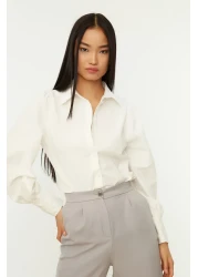 Trendyol Collection White Balloon Sleeve Cotton Regular Regular Fit Woven Shirt Twoss20Go0065