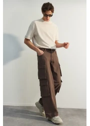 Trendyol Collection Limited Edition Brown Premium Pocket Baggy Cargo Pants Tmnss23Pl00036