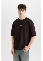 Defacto Loose Fit Crew Neck Printed Short Sleeve Heavy Fabric T-Shirt C0896ax24sp