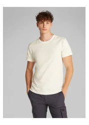 Calvin Klein تي شيرت رجالي أبيض منقوش بشعار واحد