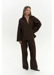 Mai Blenham Brown Shirt Pants Set
