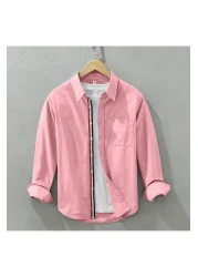 King Brothers Pink Color Cotton Striped Oversize Men's Pocket Shirt