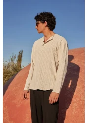 Trendyol Collection قميص كتان مريح من إكرو TMNSS23GO00121
