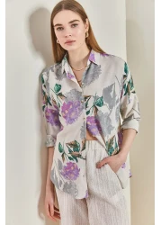 Bianco Lucci Women's Multi Patterned Oversize Shirt