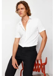 Trendyol Collection Summer Texture White Wrap Shirt - Short Sleeve, Regular Fit Tmnss23Go00055