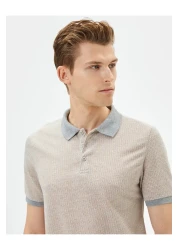 Koton Collared T-Shirt Minimal Print Slim Fit Short Sleeve