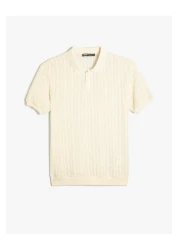 Koton Textured Short Sleeve Polo Collar T-Shirt