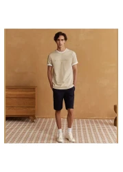 Giordano Men's Slim Fit Cotton Jersey Signature Print Tee