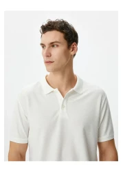 Koton Collared T-Shirt Slim Fit Button Detailed Short Sleeve