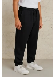 firststops Men's Black Linen Loose Cut Comfortable Fit Trousers