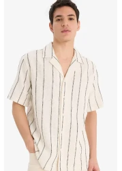 Defacto Regular Fit Apache Collar Summer Striped Short Sleeve Shirt E4944Ax25Sp