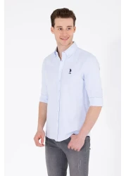 U.S. Polo Assn. قميص أساسي للرجال باللون الأزرق الفاتح - كم طويل50262932-VR003