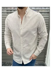 LC Waikiki Linen Striped Slim Fit Men's Stylish Premium Quality Button down Cotton Men's Shirt Classic & Sportswear