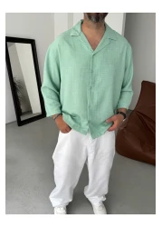 BYBASICMAN Mint Green Sofia Fabric Fakir Sleeve Shirt Res-5207