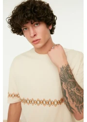Trendyol Collection Oversize ShorT Sleeve Embroidered CoTTon T-Shirt - TMNSS21TS1889