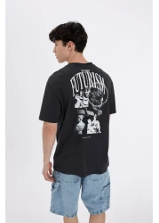 Defacto Crew Neck Back Printed Regular Fit T-Shirt C5649AX24HS