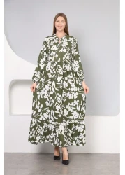 mervemoda قماش قطني منسوج - فستان صيفي نسائي بأكمام طويلة