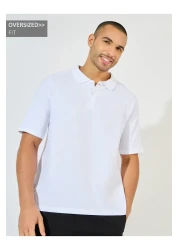 Styli Oversized Heavy Cotton Jersey Raglan Polo