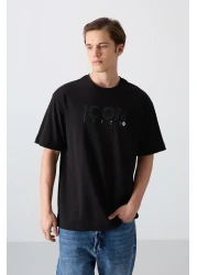 Tommy Life Black Cotton Thick Soft Textured Oversize Fit Printed Men's T-Shirt - 88331