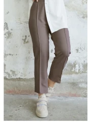 InStyle Waist Zippered Grass Pants - Milky Brown