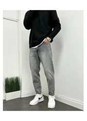 Oliggopol Men's Anthracite Boyfriend Comfortable Fit Jeans