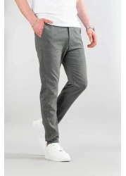 bombe Men's Dark Gray Flexible Lycra Ankle Length Casual Comfortable Fabric Trousers with Side Pockets