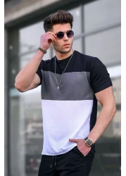 Madmext Men's Color Blocked Black T-Shirt 5826