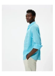 Koton Long Sleeve Linen Shirt - Classic Collar and Buttons