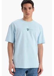 Defacto 100% Cotton Vikings Comfortable Fit Crew Neck Back Printed Short Sleeve T-Shirt B8092Ax25Sp