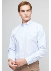 BROOKS BROTHERS Men's Light Blue No Ironing Regular Fit Wide Cut Non-Iron Shirt