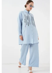 Bigdart Patterned Tunic Trousers Double Suit 6720 - Blue